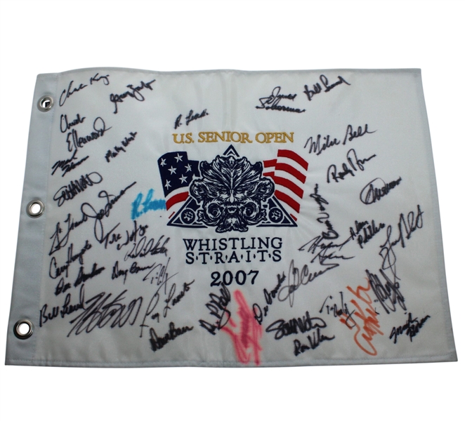 2007 Senior Open at Whistling Straits Multi-Signed Embroidered Flag JSA ALOA