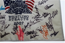 2007 Senior Open at Whistling Straits Multi-Signed Embroidered Flag JSA ALOA