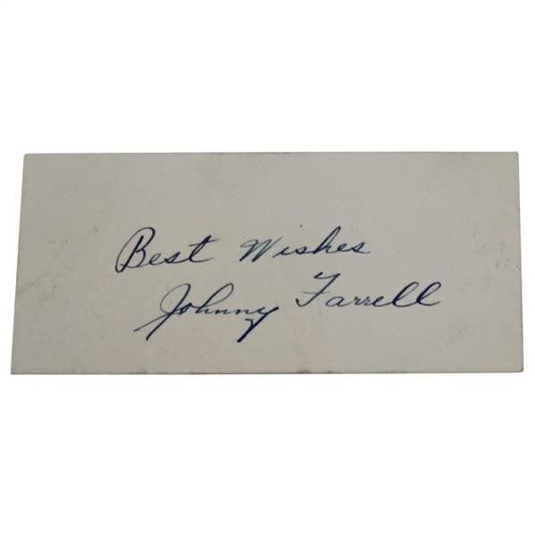 Johnny Farrell Signed Cut with Best Wishes Notation JSA ALOA