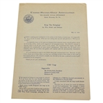 1942 USGA Keep Em Swinging! War Relief & Defense Support Letter - Seldom seen