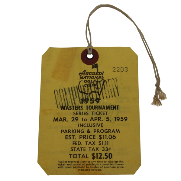 1959 Masters Series Badge #2203 - Complimentary Stamp