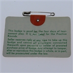 1977 Masters Tournament Series Badge #15864 - Tom Watson Winner