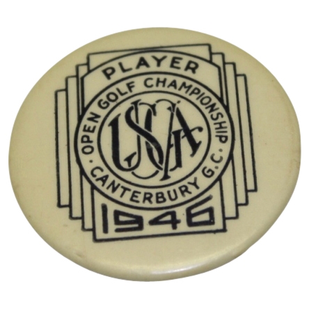1946 US Open at Canterbury GC Contestant Pin - Lloyd Mangrum Winner
