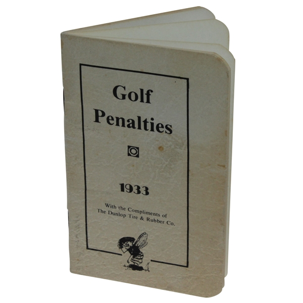 1933 Golf Penalties Booklet - Compliments of Dunlop Tire & Rubber Co.