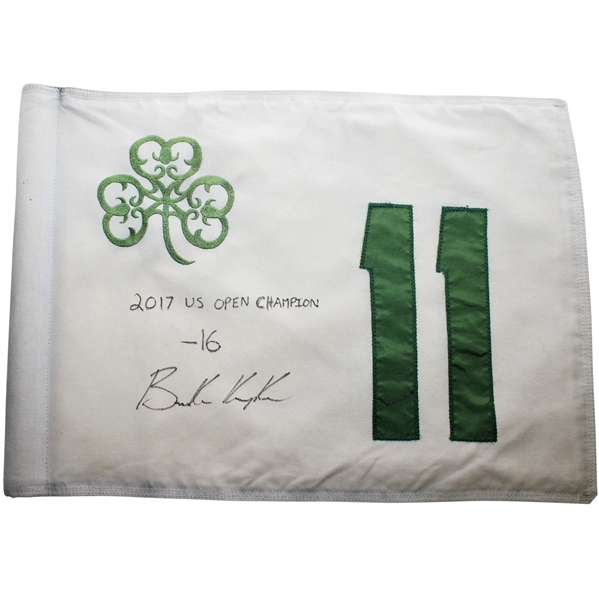 Brooks Koepka Signed Erin Hills Course Flown Flag with Score & Champion Notation - Full Sig JSA ALOA