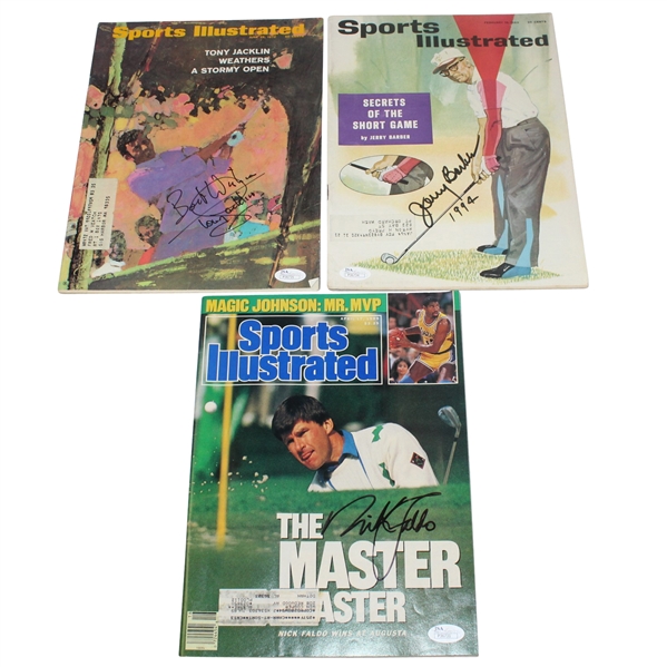 Jerry Barber, Nick Faldo, & Tony Jacklin Signed Sports Illustrated Magazines JSA Certs