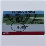 Adam Scott Signed 2013 Masters Trophy Room Guest Badge #A28 JSA ALOA