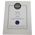 Ben Hogans 1994 PGA Class-A Certificate with Letter