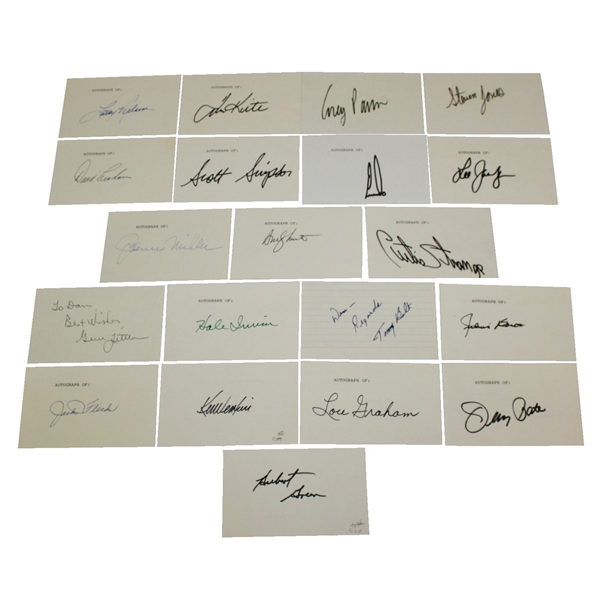 Twenty US Open Champions Signed Index Cards - Great Condition - JSA ALOA