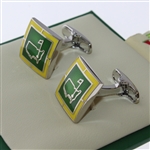 Masters Undated Green and Yellow Enamel Logo Cuff Links