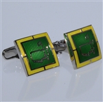 Masters Undated Green and Yellow Enamel Logo Cuff Links