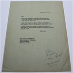 Edward Duke of Windsor Personal Low Round Scorecard & Signed Letter to Ben Hogan,  JSA ALOA