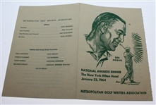 1964 Metropolitan Golf Writers Association National Awards Dinner Program - Ben Hogan on Cover