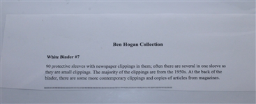 Assorted Ben Hogan Personal Newspaper Clippings 1950's-90's - Binder