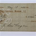Ben Hogan Signed 1950 Continental National Bank VINTAGE Check JSA ALOA