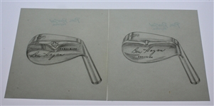  4 Original Ben Hogan Club Blade Design Sketches by Phil Rawson