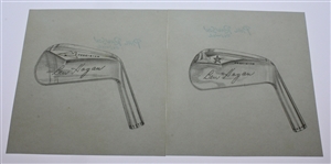  4 Original Ben Hogan Club Blade Design Sketches by Phil Rawson