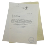 1957 Letter to Ben Hogan from Claude Hastings Regarding Acushnet Golf Ball Trailer and Photos