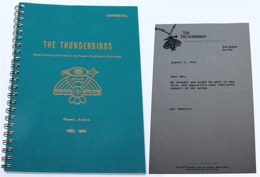 The Thunderbirds Confidential Address Book 1993-1994 with Note to Ben Hogan from Big Chief Scott Jackson