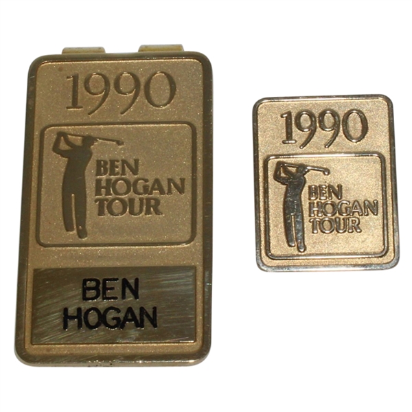 Ben Hogans Personal 1990 Ben Hogan Tour Money Clip and Lapel Pin