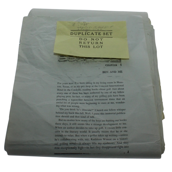 Ben Hogans Personal Galley Proof of Demaret 1954 Book My Partner, Ben Hogan