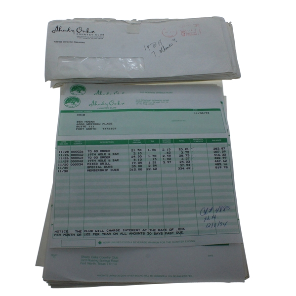 Assorted Shady Oaks Bills for Ben Hogan - Unsigned