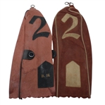 Two B.H. Initialed 2 Wood Leather Head Covers From Ben Hogan Collection