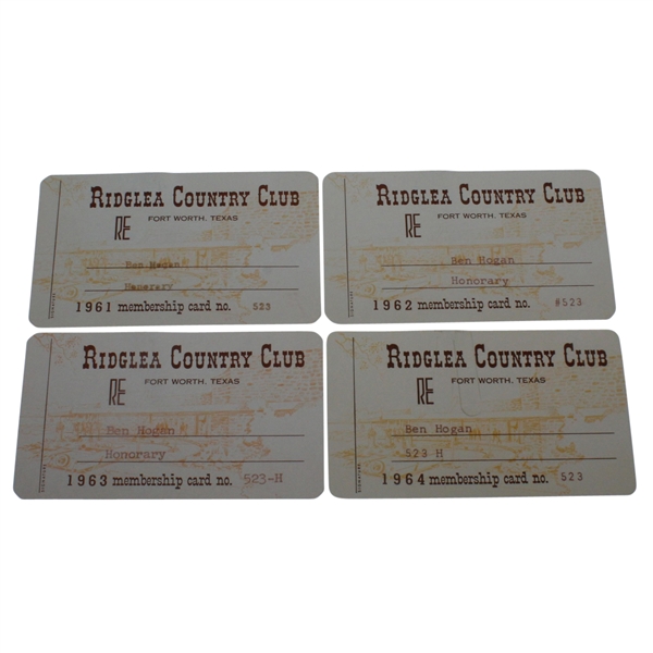 Ben Hogans Ridglea Country Club Membership Cards 1961-1964
