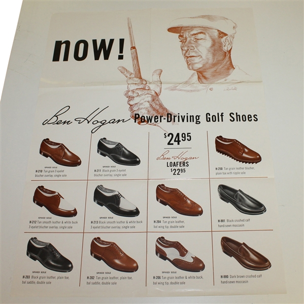 Ben Hogans Personal Power-Driving Golf Shoes Large 1950s Advertising Poster