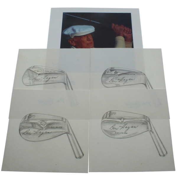  4 Original Ben Hogan Club Blade Design Sketches by Phil Rawson