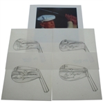  4 Original Ben Hogan Club Blade Design Sketches by Phil Rawson