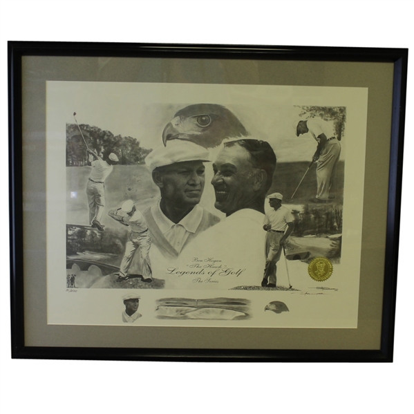 Limited Edition #51/2500 Ben Hogan The Hawk Lithograph by David Rother - Framed