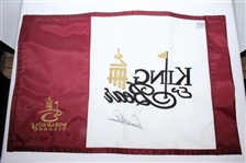 Arnold Palmer Signed 'King & Bear' Embroidered Golf Flag JSA ALOA