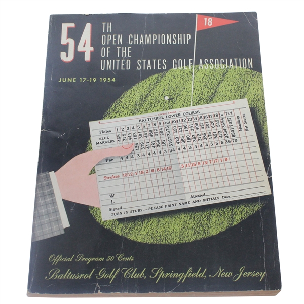 1954 US Open at Baltusrol Golf Club Program - Ed Furgol Winner