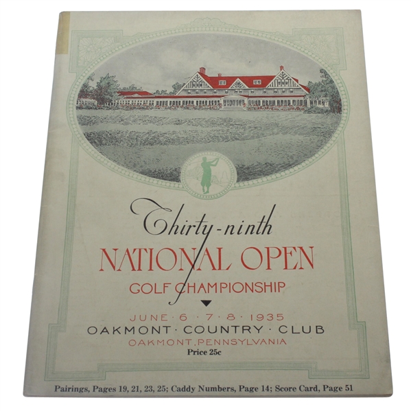 1935 US Open at Oakmont CC Program Signed by Winner Sam Parks Jr. JSA ALOA