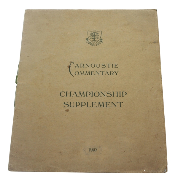 1937 Open Championship Carnoustie Commentary Supplement