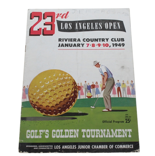 1949 LA Open Tournament at Riviera CC Program - Lloyd Mangrum Winner