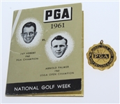 1961 Arnold Palmer vs Jay Hebert PGA National Golf Week Medal and Booklet