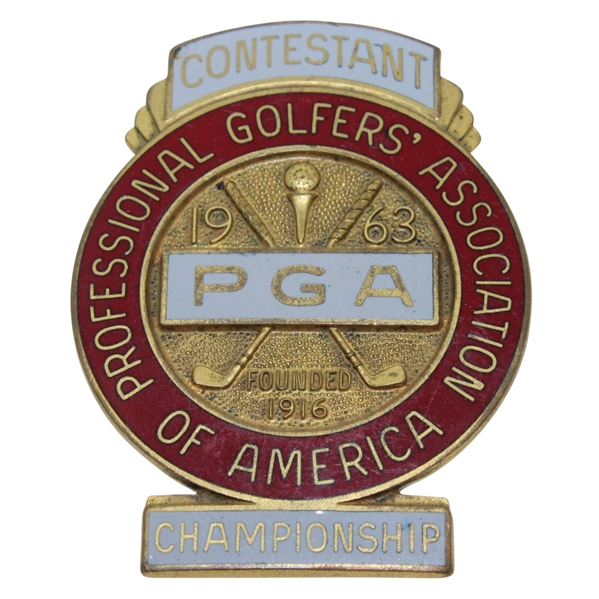 1963 PGA Championship at Dallas Athletic Club Contestant Badge - Jack Nicklaus Winner