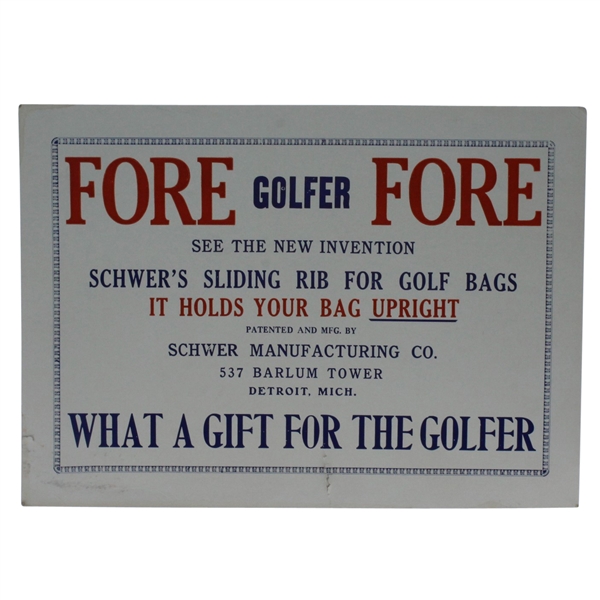 Classic Fore Golfer Broadside Advertising by Schwer Manufacturing