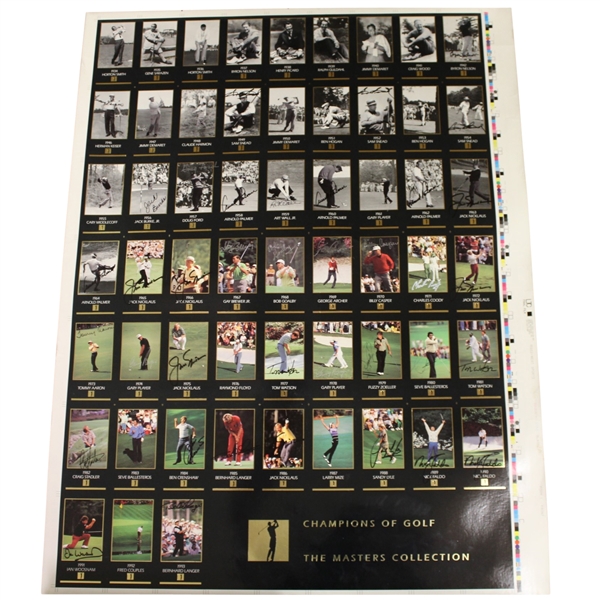 Picard, Palmer (4), Snead (3), Nicklaus (6), & others Multi-Signed (41) Uncut Proof Sheet of GSV Cards JSA ALOA