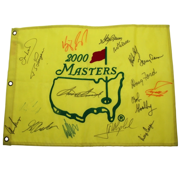 2000 Masters Champ Flag Signed by 17 Champs - Snead Center JSA ALOA
