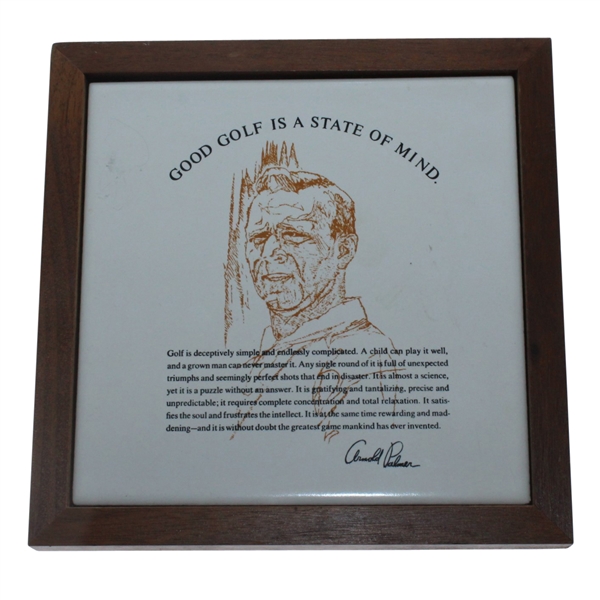 Arnold Palmer Good Golf is a State of Mind Ceramic Framed Plate