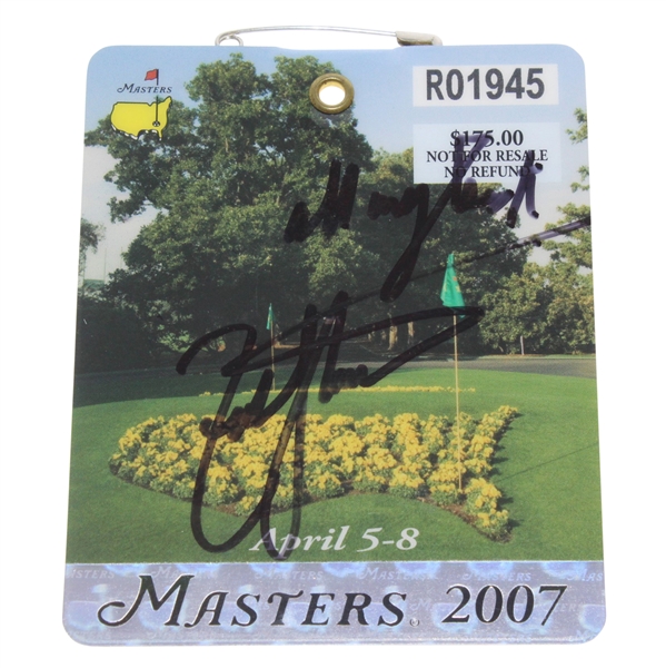 Zach Johnson Signed 2007 Masters Series Badge #R01945 with Inscription JSA ALOA