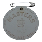 1964 Masters Tournament Badge #3061 - Arnold Palmer Winner