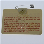 1970 Masters Tournament Badge #13101 - Billy Casper Winner