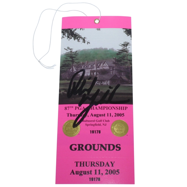 Phil Mickelson Signed 2005 PGA Championship Thursday Ticket #19178 JSA ALOA