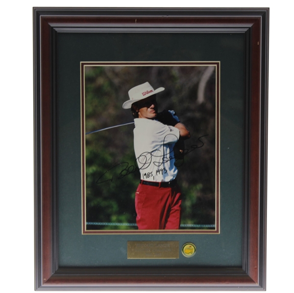 Bernhard Langer Signed Photo w/Year Won Notation, Nameplate, & Ball Marker - Framed JSA ALOA