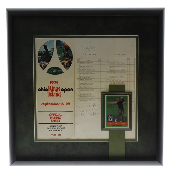 Jack Nicklaus Signed 1974 Ohio Kings Island Open Pairing Sheet w/Card - Framed JSA ALOA