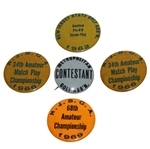 1960s Misc. New Jersey State Golf Assoc. Amateur Championship Pins - MGA, 1966 (x2), 1962, 1969